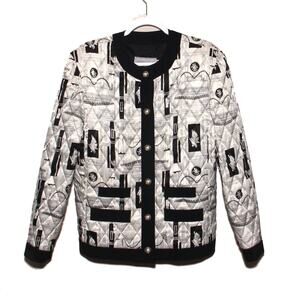 Vintage Howard Wolf Satin Quilted Jacket Size 8 Grecian print